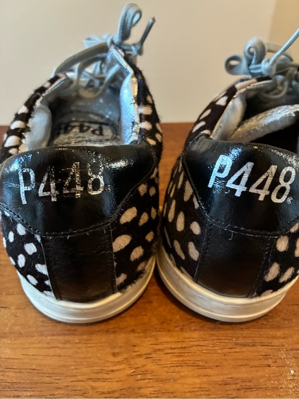 P448 John Spotted Calf Hair Leather Sneakers EU 37 Animal Print made in Italy - Picture 5 of 9